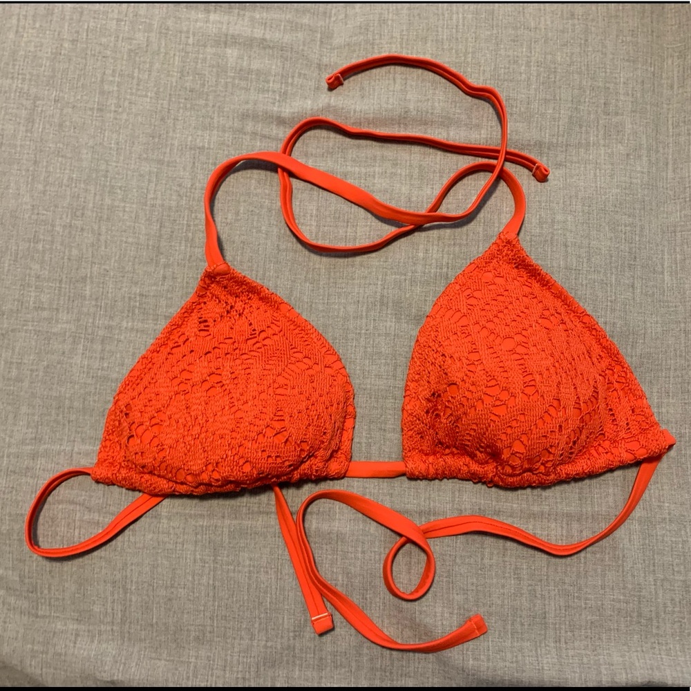Aerie coral crochet bikini top